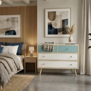 Cómoda Vintage Nórdica de placa  de Eucalipto – Diseño Exclusivo Decorustika