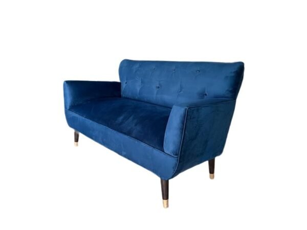 sofa bote azul vintage Sofá 2 Cuerpos Modelo Bote en Felpa – Estilo Mid-Century