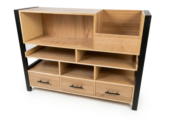 2026/07/28222.png Rack para Vinilos Estilo Industrial de Madera y Fierro | Deco Rústika