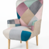 Poltrona Patchwork Respaldo Alto Vintage en Felpa