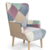 Poltrona Patchwork Respaldo Alto Vintage en Felpa