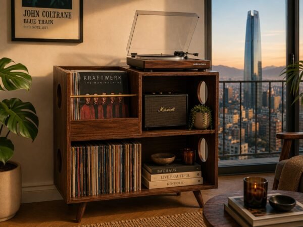 Rack para Vinilos Vintage 80 x 40 x 80 cm  | Mueble para Tornamesa y Equipos de Audio
