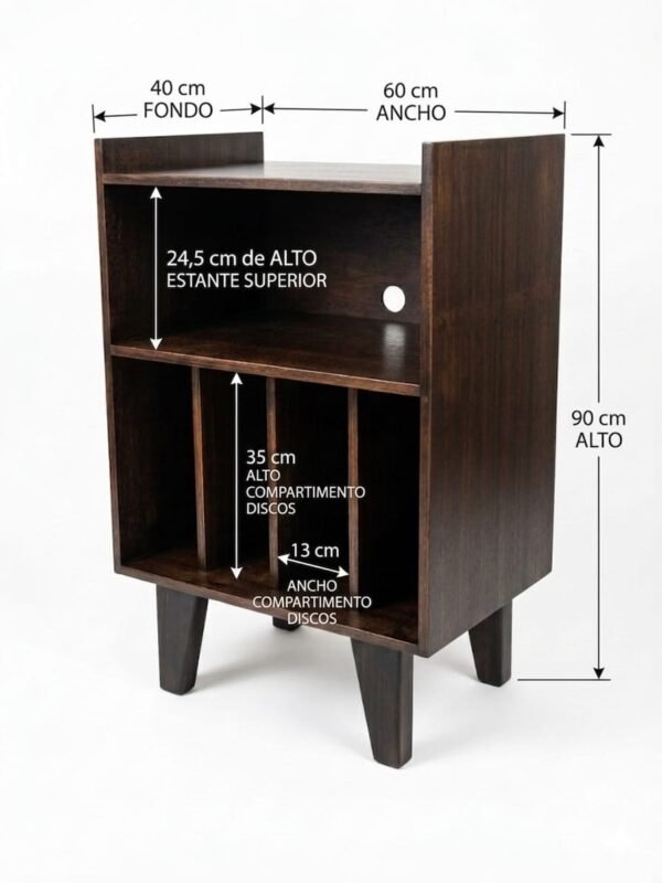 Rack Vinil 40 Color Café – Mueble para Tocadiscos y Discos